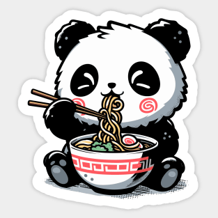 Kawaii little panda eat ramen Sticker